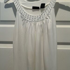 Ann Taylor- Elegant White Embellished with white crystals Women's Top